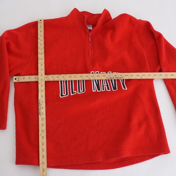 Vintage '90S Old Navy Red Fleece Outdoor Hiking Quarter Zip Pullover Sweater 2XL - Picture 3 of 10